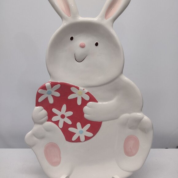 NEW! Blossoms & Blooms Ceramic Easter Bunny Platter/Tray - Picture 5 of 5